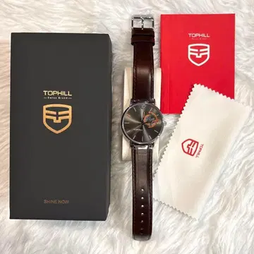 소가죽 TOPHILL 남성용 손목시계 쿼츠 경량 방수 고품질