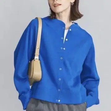유나이티드 애로우즈 더블 페이스 링 버튼 가디건 블루 파랑