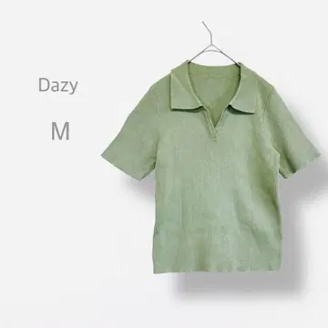 [ Dazy ] 키넥 반팔 리브 니트 Y2K 노움코어 워셔블 돌려입기