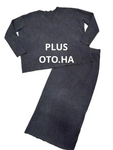 PLUS OTO.HA 플러스오토하 다크 그레이 V넥 니트 셋업