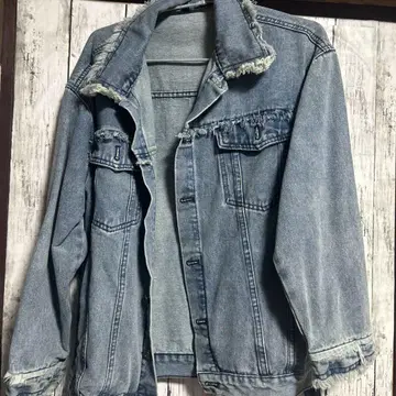프린지 장식 라이트 블루 데님 자켓 M 사이즈