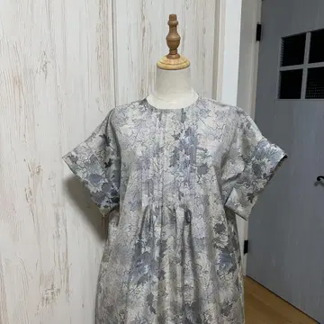 기모노 리메이크 화이트 오시마 명주 핀턱 루즈핏 원피스