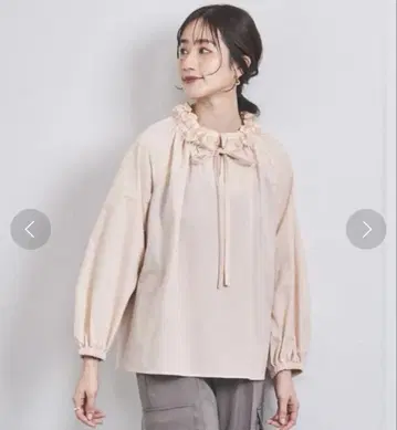시착만 한 상품 유나이티드 애로우즈 오간자 프릴 리본 블라우스 핑크