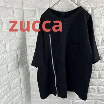 zucca 오버 사이즈 지퍼 디자인 블랙 반팔 셔츠 울 혼방