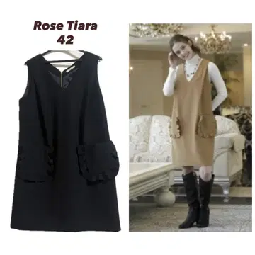 [ 새상품급 ] Rose Tiara 로즈 티아라 프릴 포켓 오버롤 스커트
