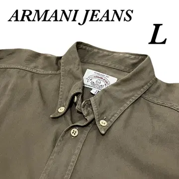이탈리아제 ARMANI JEANS 버튼 다운 셔츠 L 올리브 그린