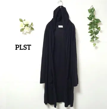 플라스테 롱 가디건 후드 부착 블랙 M