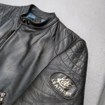 Kett Leathers 블랙 가죽 싱글 라이더 자켓 영국