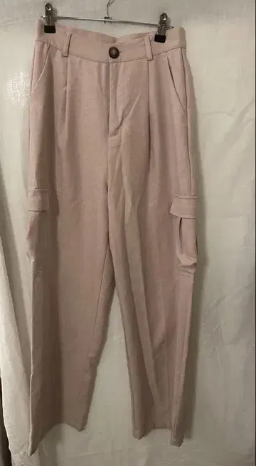 핑크 와이드 팬츠 카고 포켓 부착
