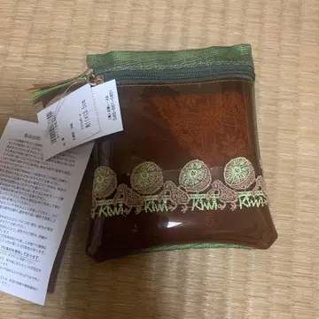 치카자와 레이스 키위 자수 포함 투명 파우치