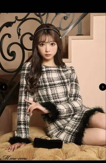 M me eme 엠미에메 트위드 체크 미니 원피스