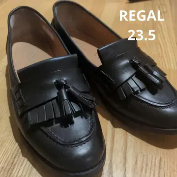 REGAL 블랙 프린지 가죽 로퍼 블랙 23.5