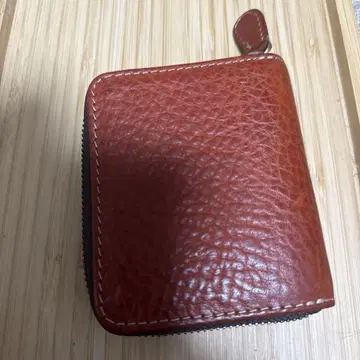 브라운 가죽 지퍼 미니 지갑