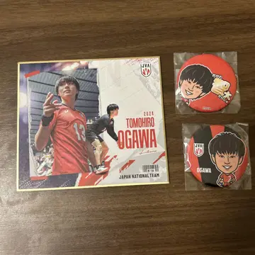 용신 NIPPON 오가와 토모히로 선수 색지 + 캔 배지 2개