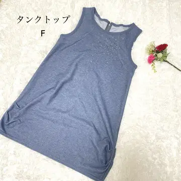 탱크탑 [ F ] 블루 상의 스톤 장식 걸리시 캐주얼 오샤레
