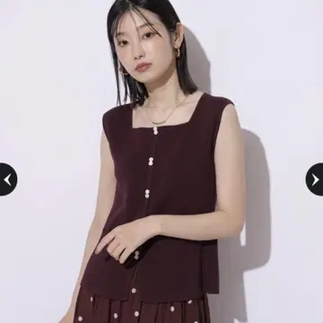 Mystrada 스퀘어 니트 베스트 홍차