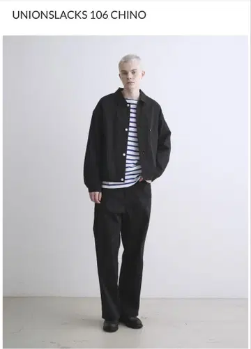UNIONSLACKS 106 CHINO 블랙 와이드 팬츠