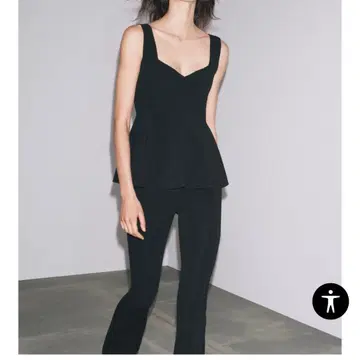 [ ZARA ] 자라 S 페플럼 스트레치 상의 블랙