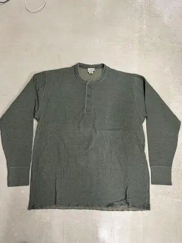 90s L.L.Bean 헨리넥 셔츠 XL 올리브 그린 고양이 눈 버튼