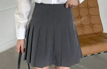 그레이 플리츠 스커트