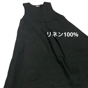 natural by clip 린넨 100% 블랙 롱 원피스