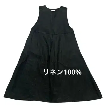 natural by clip 린넨 100% 블랙 롱 원피스