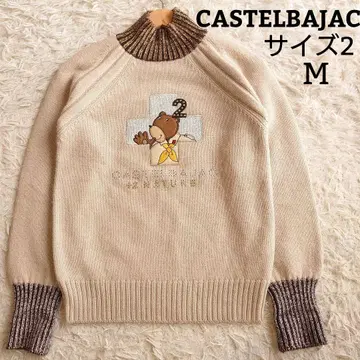 까스텔바작 모헤어 실크 혼방 로고 자수 하이넥 니트 일본제