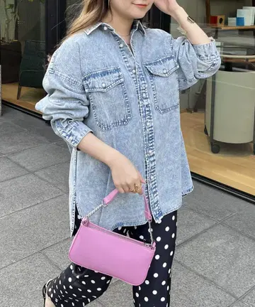 프로즈 베일 펄 데님 블루 오버 사이즈 셔츠