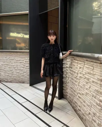 더 토 트위드 재킷 블랙