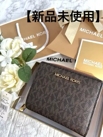 [ 미사용 새상품 ] MICHAEL KORS 지퍼 참 지갑 브라운