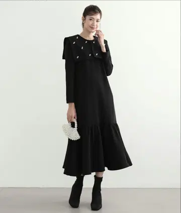meraki 빅 칼라 원피스 미사용 비쥬