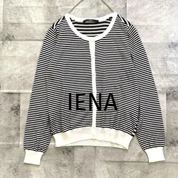 [ 새상품급 ] 이에나 IENA 보더 니트 가디건 화이트 x 블랙