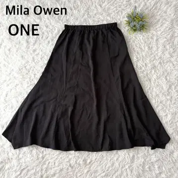 미라 오웬 롱 플레어 스커트 블랙 ONE 사이즈 얇은 소재 심플