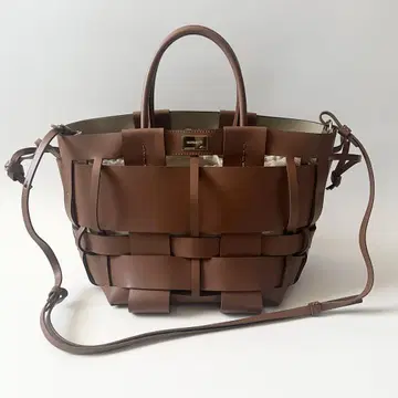 잔케티 WOVEN MIDI 2way 핸드백 가죽 브라운