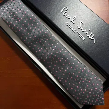 고급 폴스미스 컬렉션 프랑스제 폴카 도트 넥타이 그레이
