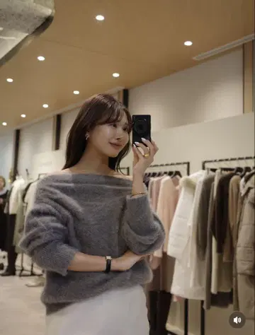 택 포함 미사용 새상품 Ameine fox knit 그레이