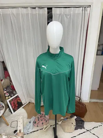 완벽한 상태 PUMA 그린 하프 지퍼 저지 L 사이즈