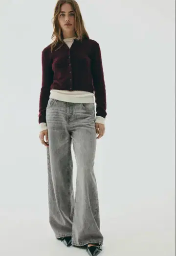H&M 와이드 레귤러진 데님 그레이 38