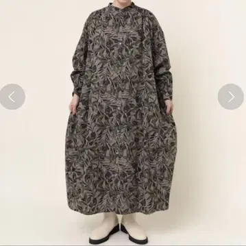 보타니컬 프린트 볼륨 셔츠 원피스