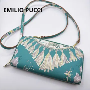 에밀리오 푸치 장지갑 라운드 지퍼 그린 스트랩 포함