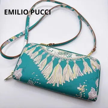 에밀리오 푸치 장지갑 라운드 지퍼 그린 스트랩 포함