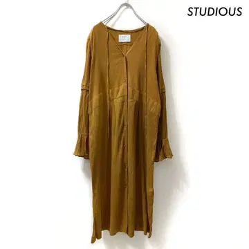 STUDIOUS 스튜디오스 긴팔 셔츠 원피스 V넥 브라운