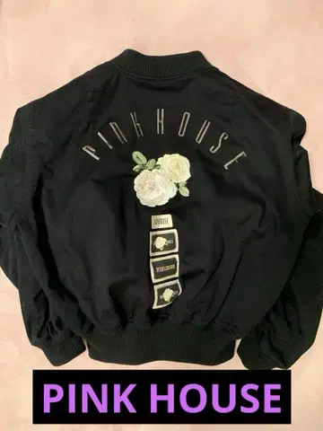PINK HOUSE 화이트 로즈 자수 블랙 블루종