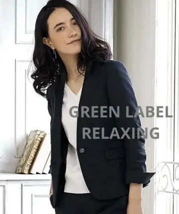 그린 라벨 릴랙싱 노카라 자켓 트위드 1B 네이비 L