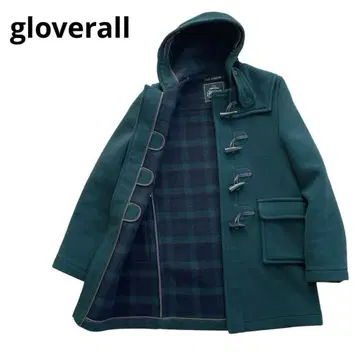 글로버올 더플 코트 그린 영국제 체크 미들 기장