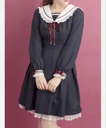 새상품급 시크릿허니 세일러 원피스 레이스 리본