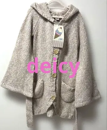 deicy 후드 부착 니트 가디건