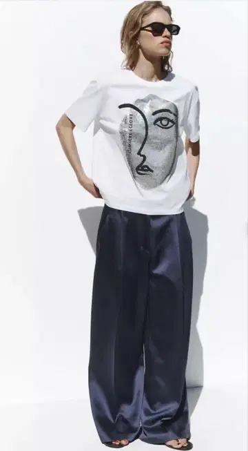 ZARA 메탈릭 T셔츠 S