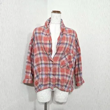Cepo 세포 린넨 체크 셔츠 자켓 ( M ) 레드 계열 린넨 100%