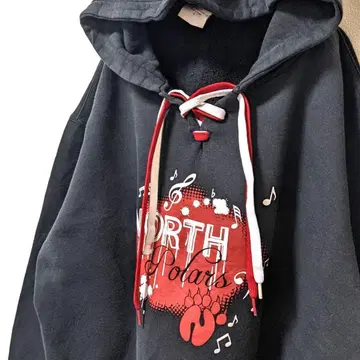 인플레이 노스폴러즈 블랙 L 블랙 구제 의류 후드 맨투맨